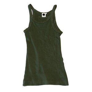 Bassike Green Scoop Neck Organic Cotton Tank Top Women's XX-Small XXS